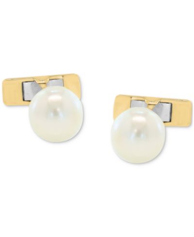 EFFY® Men's Cultured Freshwater Pearl (10mm) Cufflinks in 14k Gold-Plated Silver