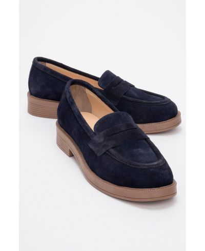 Navy suede leather