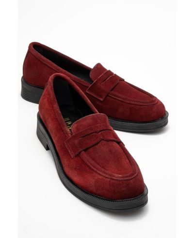 Burgundy suede leather