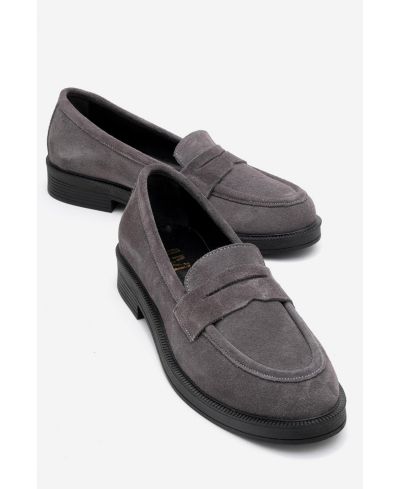 Grey suede leather