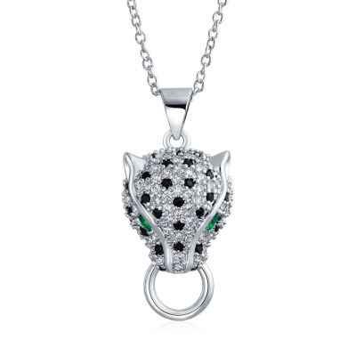 Bling Jewelry серебристая браслетная цепочка с подвеской в виде пантеры в стиле ар-деко из черного, белого и зеленого фианита, латунь с покрытием