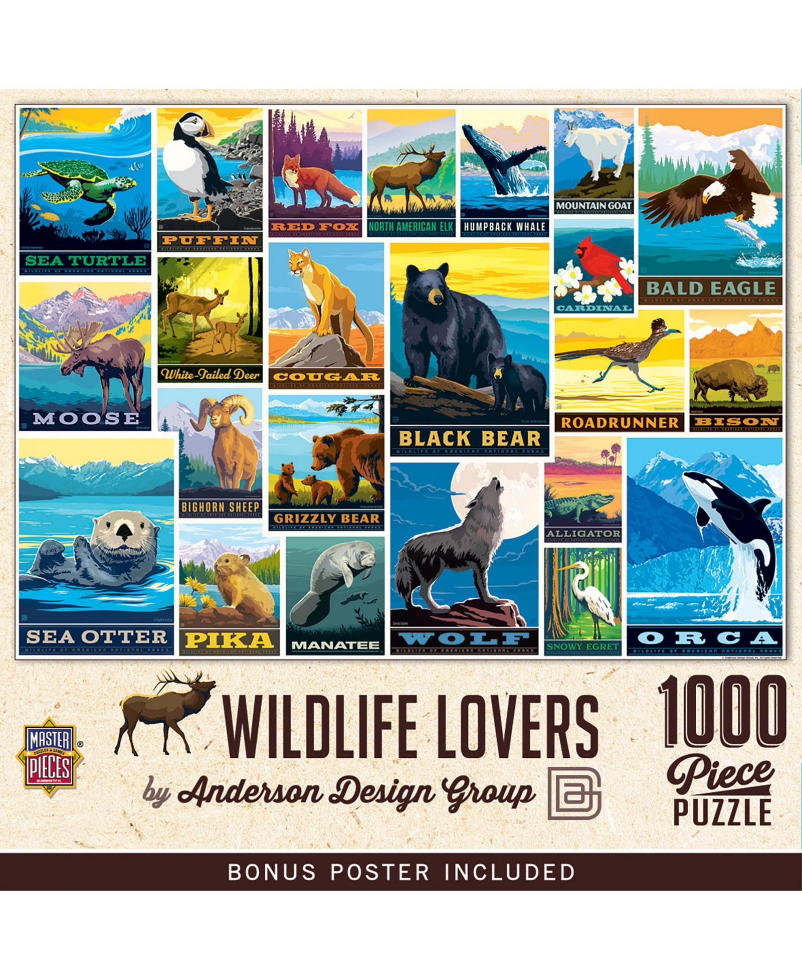 Пазл Vintage Posters - Wildlife Lovers 1000 Piece Jigsaw Puzzle
