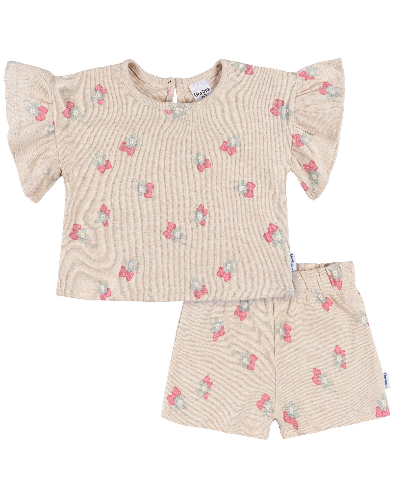 Комплект из 2 предметов Gerber Toddler Girls Shirt и Shorts, Green Leaves, 5T