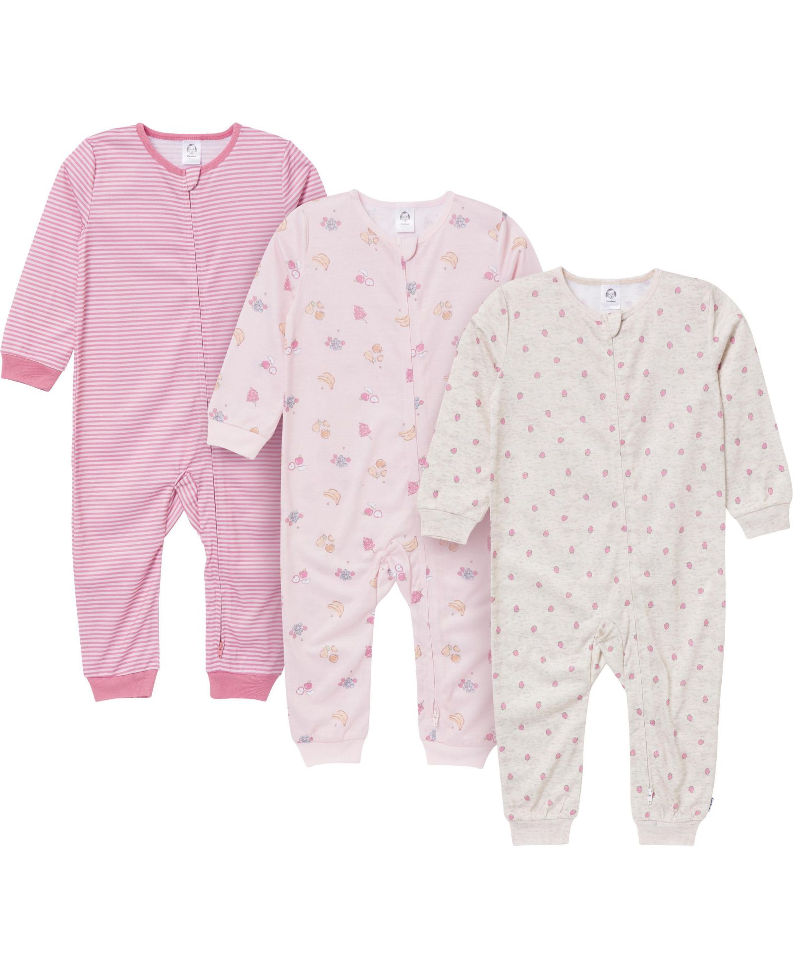 Детские пижамы Gerber Toddler Girls Footless, 3-Pack