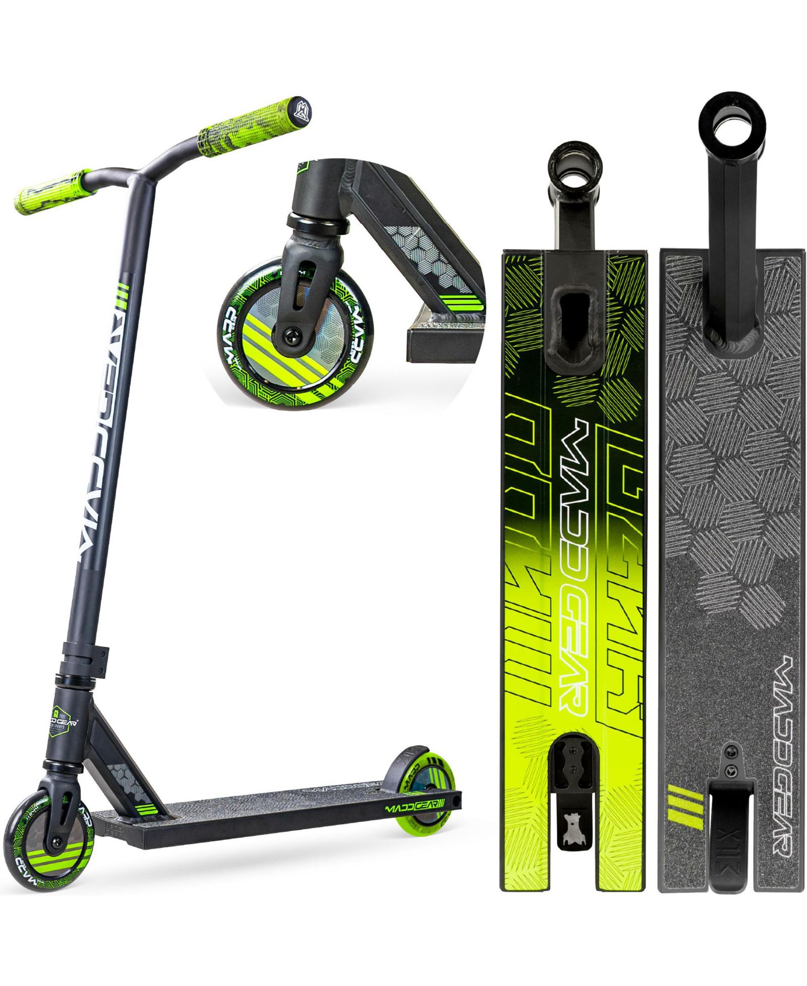 Самокат Madd Gear MG3 Pro Stunt для детей 8-12 лет зеленый