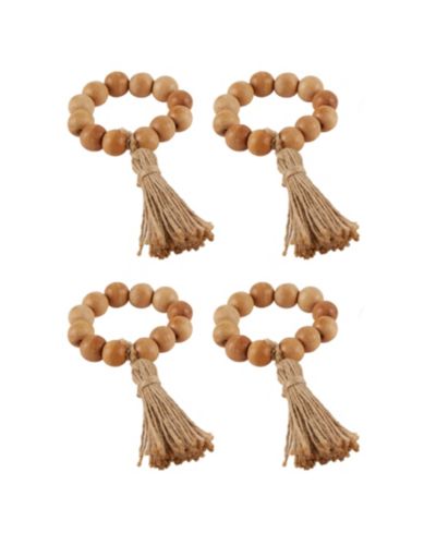 Design Imports Wood Napkin Ring, Set of 4