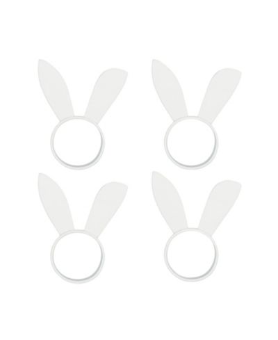 Design Imports White Bunny Ears Aluminum Napkin Ring, Set of 4