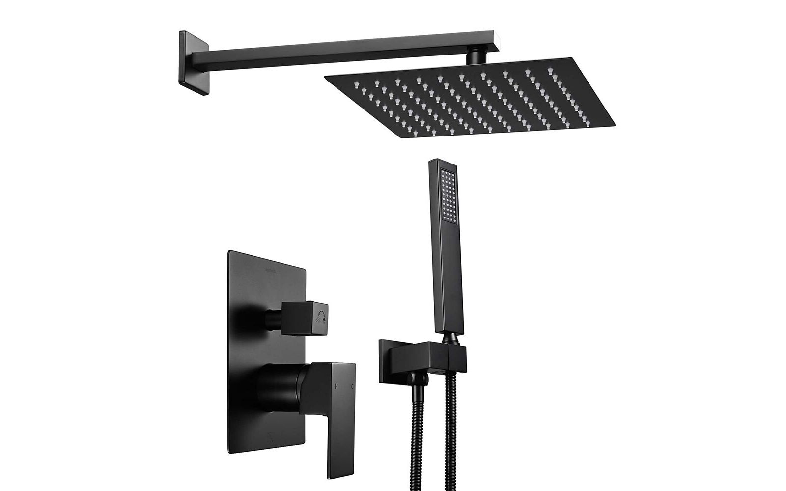 Душевой комплект Aquaterior Wall Mount Concealed Mixer Valve Rain Matte Black