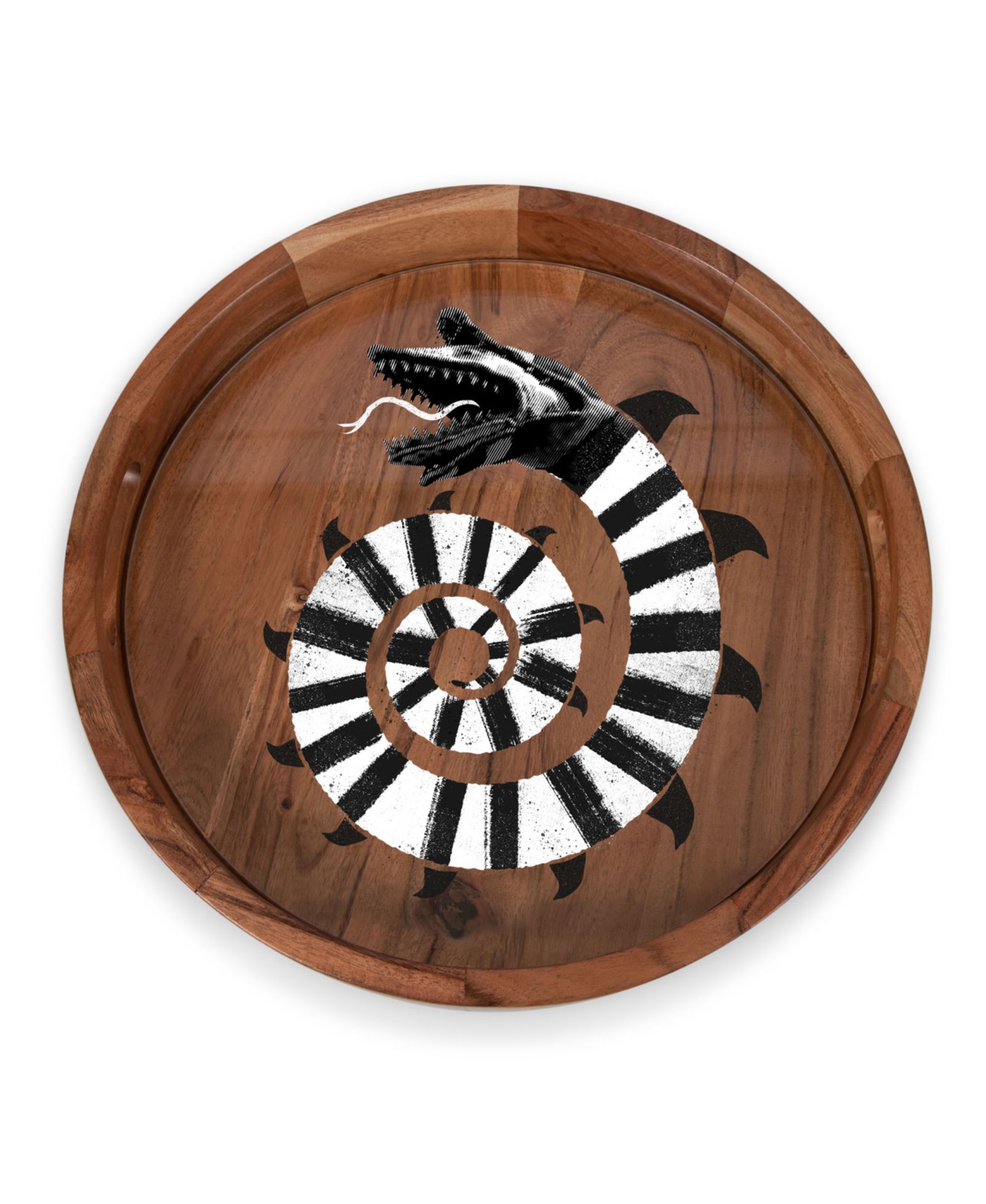 Toscana Beetlejuice Sandworm Barista Serving Tray with Glass Insert