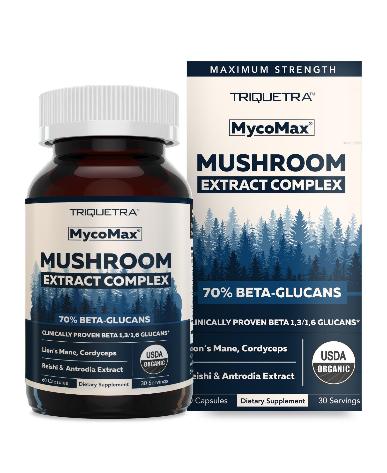 Капсулы MycoMax Mushroom Complex - 70% Beta Glucans New Supplement