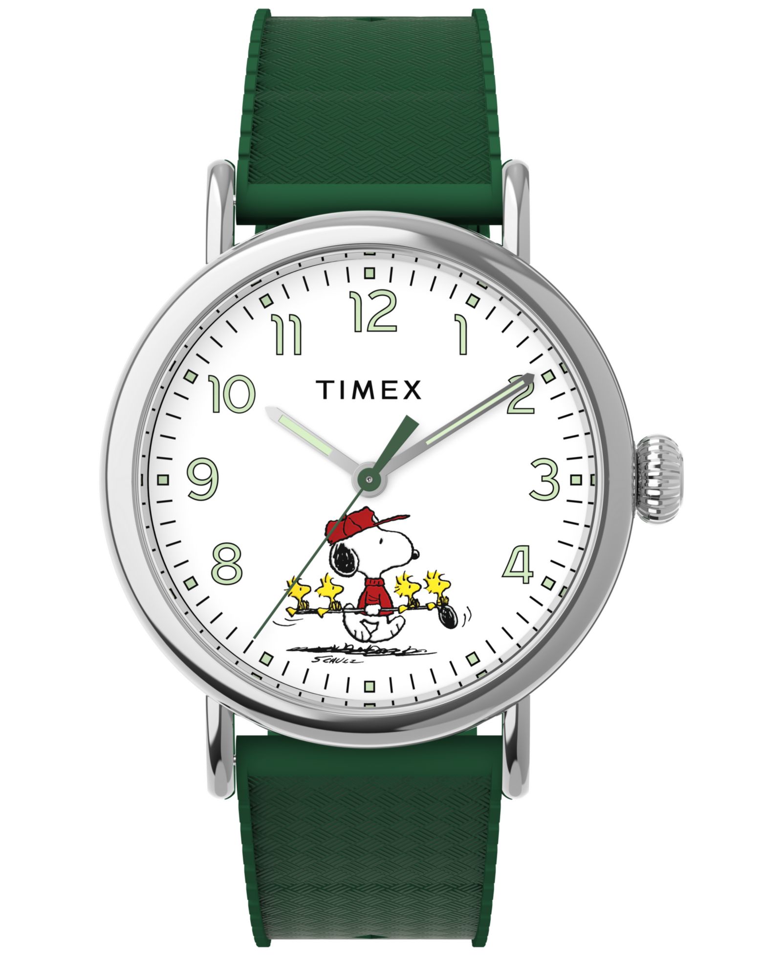 Timex мужские кварцевые аналоговые часы с зеленым резиновым ремешком, 40 мм