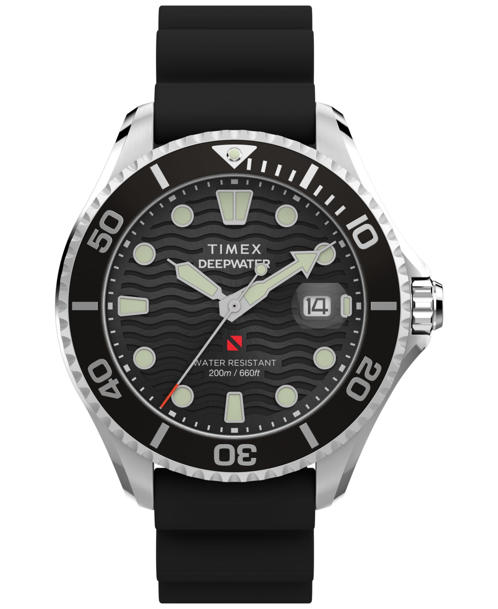 Timex Men's Quartz Analog Black Rubber Watch, 44mm