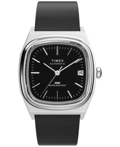 Мужские механические часы Timex Black Leather, 34mm