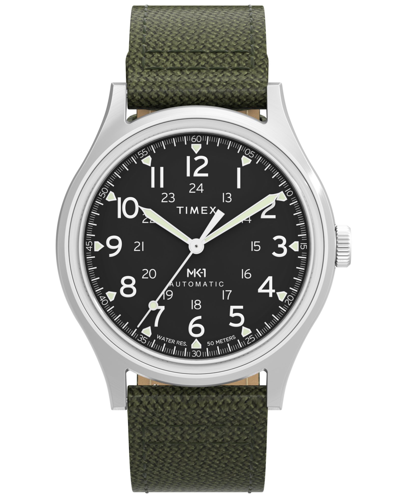 Timex Men's Mechanical Automatic Green Nylon Watch, 40mm
