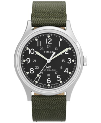 Timex Мужские механические автоматические часы Green Nylon, 40mm