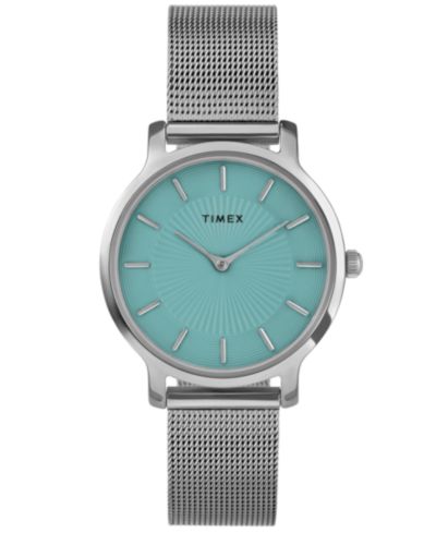 Timex Женские кварцевые аналоговые часы из нержавеющей стали серебристого цвета, 34mm