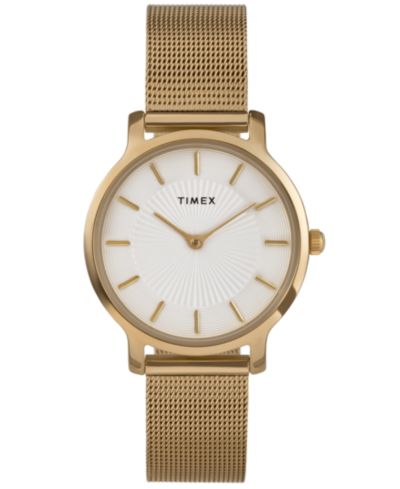 Женские кварцевые аналоговые часы Timex Gold-Tone Stainless Steel, 34mm