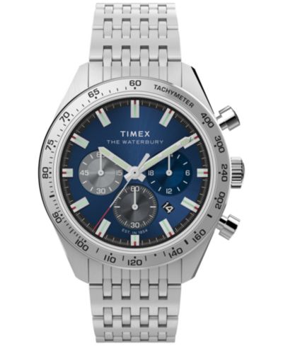 Мужские кварцевые часы Timex Silver-Tone Stainless Steel, 41mm