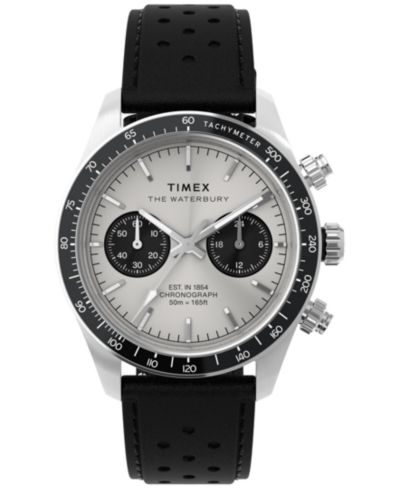 Timex мужские кварцевые аналоговые часы с черным кожаным ремешком, 39 мм
