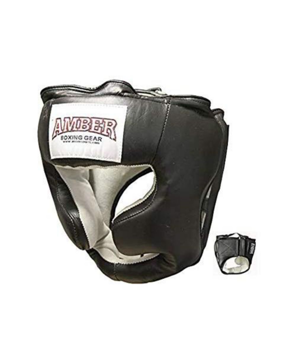 Amber Fight Gear Профессиональный кожаный шлем для бокса Medium