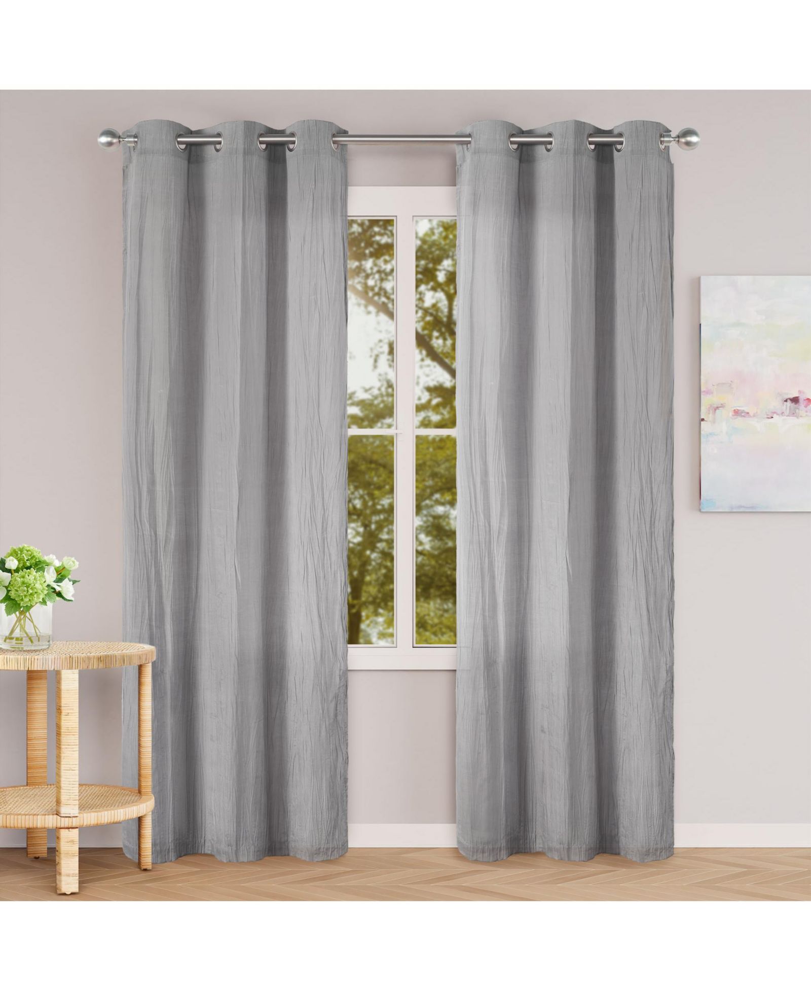 Awesome Home Grommet Broomstick Crush Curtains Pair
