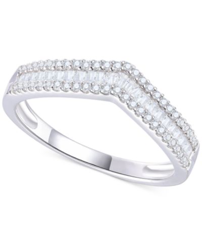 Кольцо Diamond Baguette & Round Chevron в 14k White Gold (1/3 ct. t.w.)