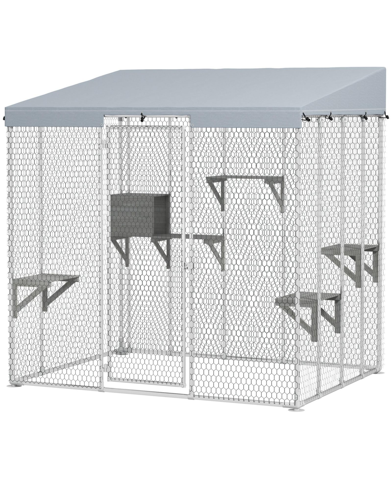 PawHut 79" Large Catio, Galvanized Steel Outdoor Cat Enclosure with Canopy