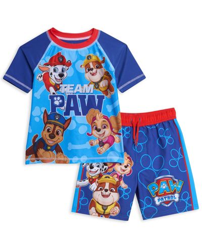 Paw Patrol Toddler Boys (2-4 )Toddler Swimwear 2-Piece Rash Guard and Swim Trunks Set UPF 50+
