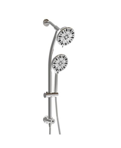 Multi Function Dual Shower Head - Shower System with 4.7" Rain Showerhead, 7-Function Hand Shower, Adjustable Slide Bar