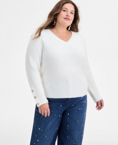 On 34th Trendy Plus Size свитер с декорированными манжетами