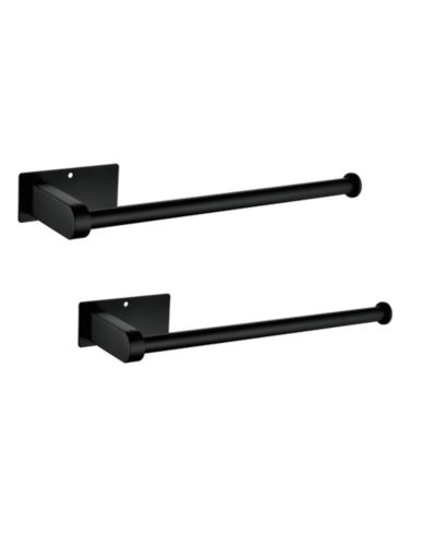 Flynama 2 Pack Paper Towel Holder Wall Mount, Black Paper Towel Holder Under Cabinet, Self Adhesive Paper Towel Holders