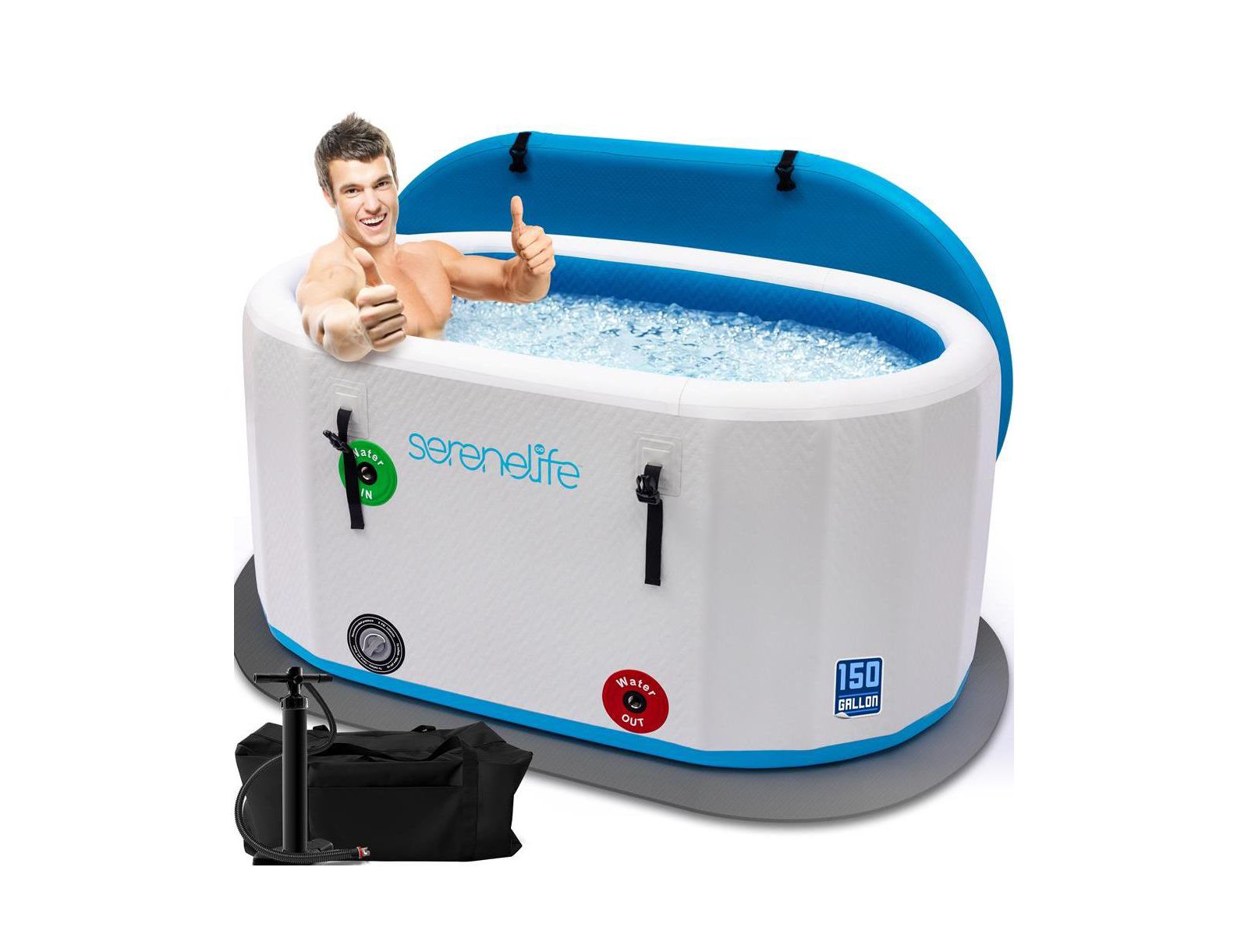 SereneLife Inflatable Cold Plunge Tub - Oversized Ice Bath for Recovery & Therapy