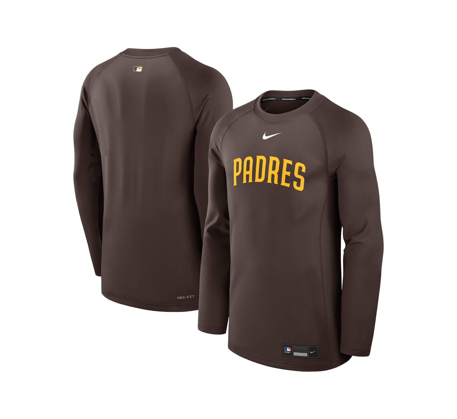 Nike Men's Brown San Diego Padres Authentic Collection Game Time Raglan Performance Long Sleeve T-Shirt