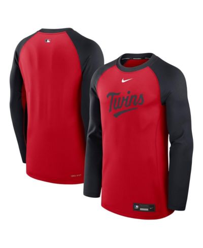 Мужская футболка Nike Red/Navy Minnesota Twins Authentic Collection Game Time Raglan Performance Long Sleeve