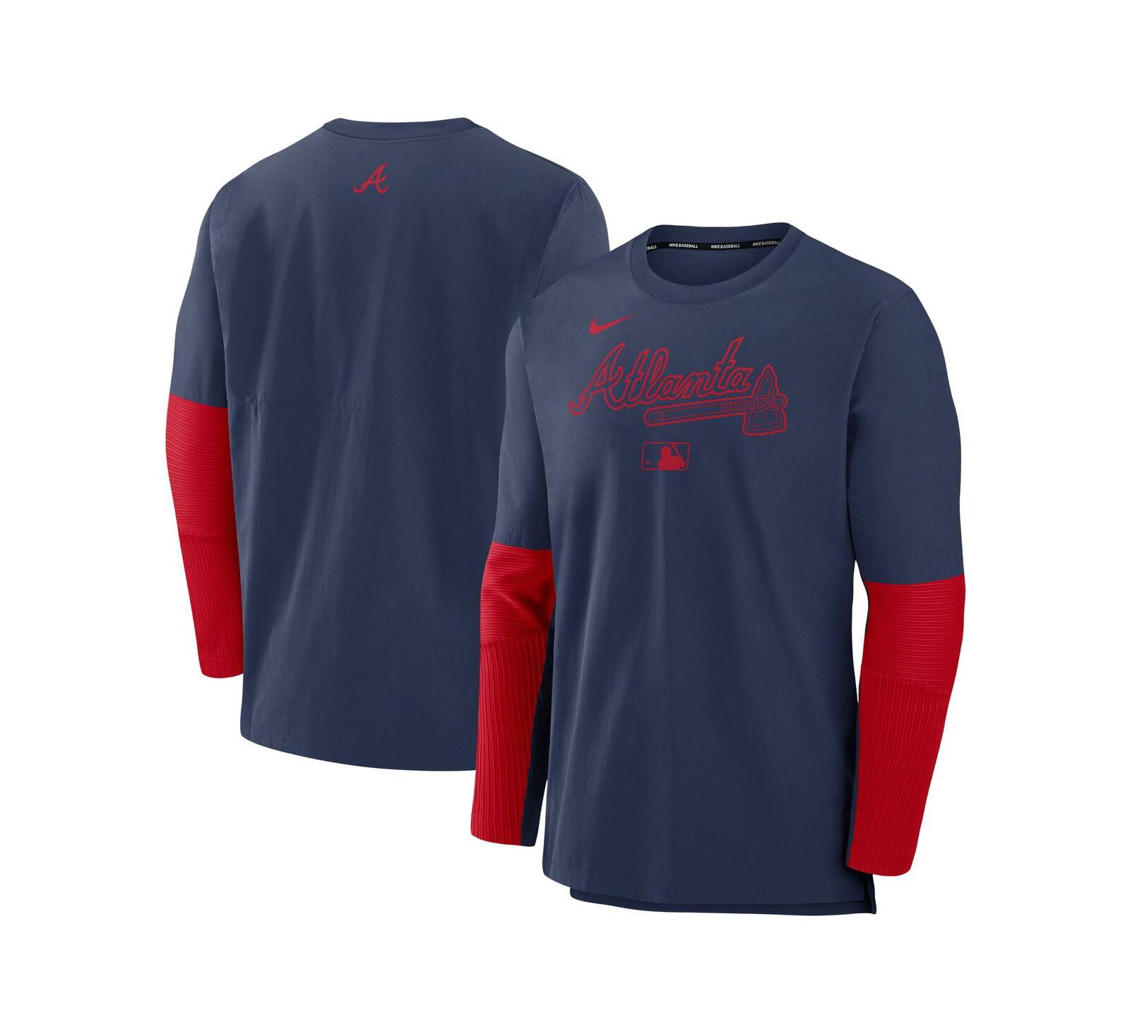 Nike Men's Navy/Red Atlanta Braves Authentic Collection Player Lightweight Performance Long Sleeve Top