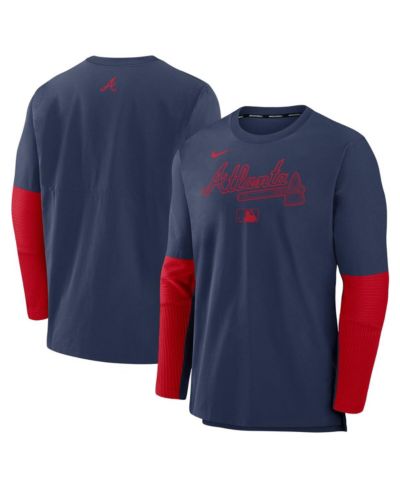 Мужской топ Nike Navy/Red Atlanta Braves Authentic Collection Player Lightweight Performance Long Sleeve