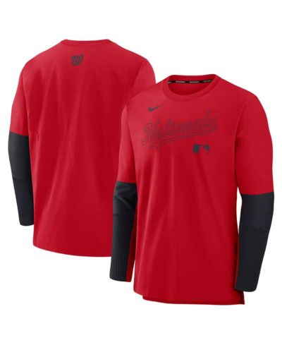 Nike Мужская легкая футболка с длинным рукавом Washington Nationals Authentic Collection, красная/темно-синяя