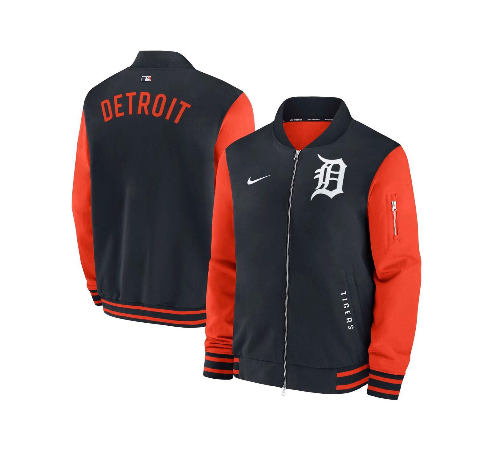 Мужская куртка-бомбер Nike Detroit Tigers Authentic Collection Dugout Full-Zip Navy/Orange