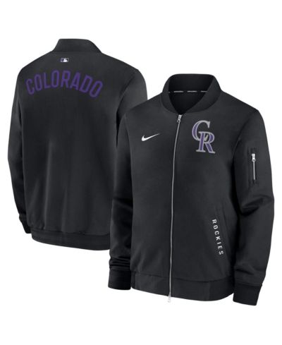 Nike Мужская черная бомбер-куртка Colorado Rockies Authentic Collection Dugout Full-Zip