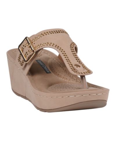 GC Shoes Women's Alani Embellished Thong Wedge Sandals