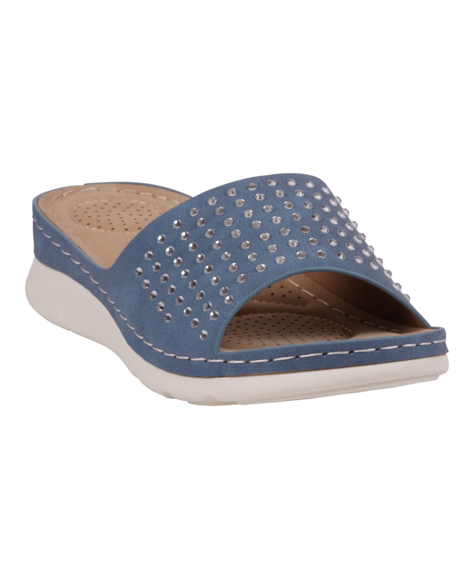 GC Shoes Women's Julie Embellished Comfort Flat Sandals