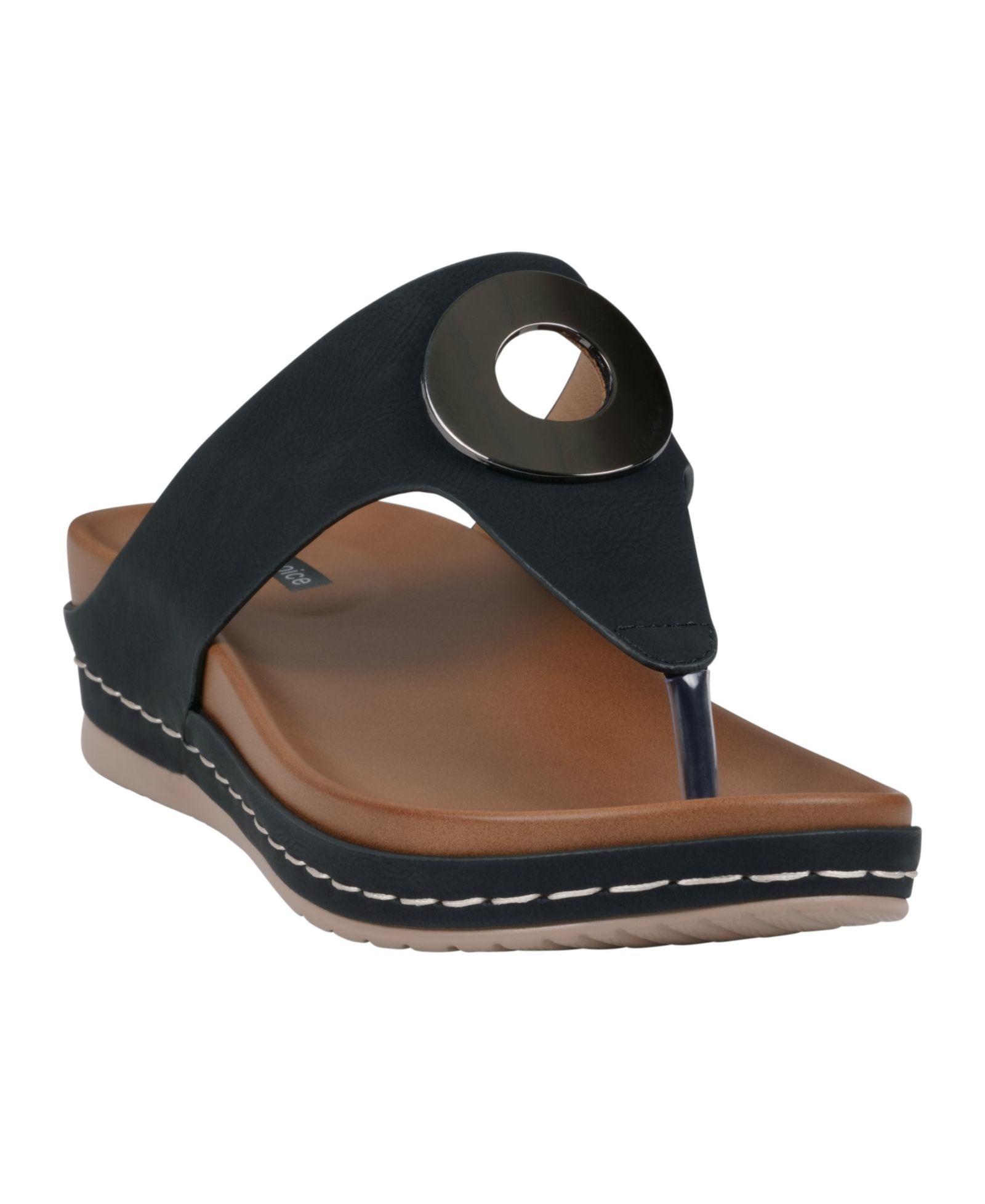 GC Shoes Women's Seli Thong Wedge Sandals