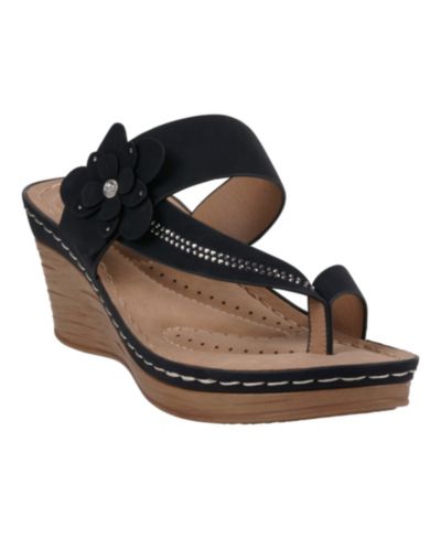 GC Shoes Women's Taryn Floral Wedge Sandals