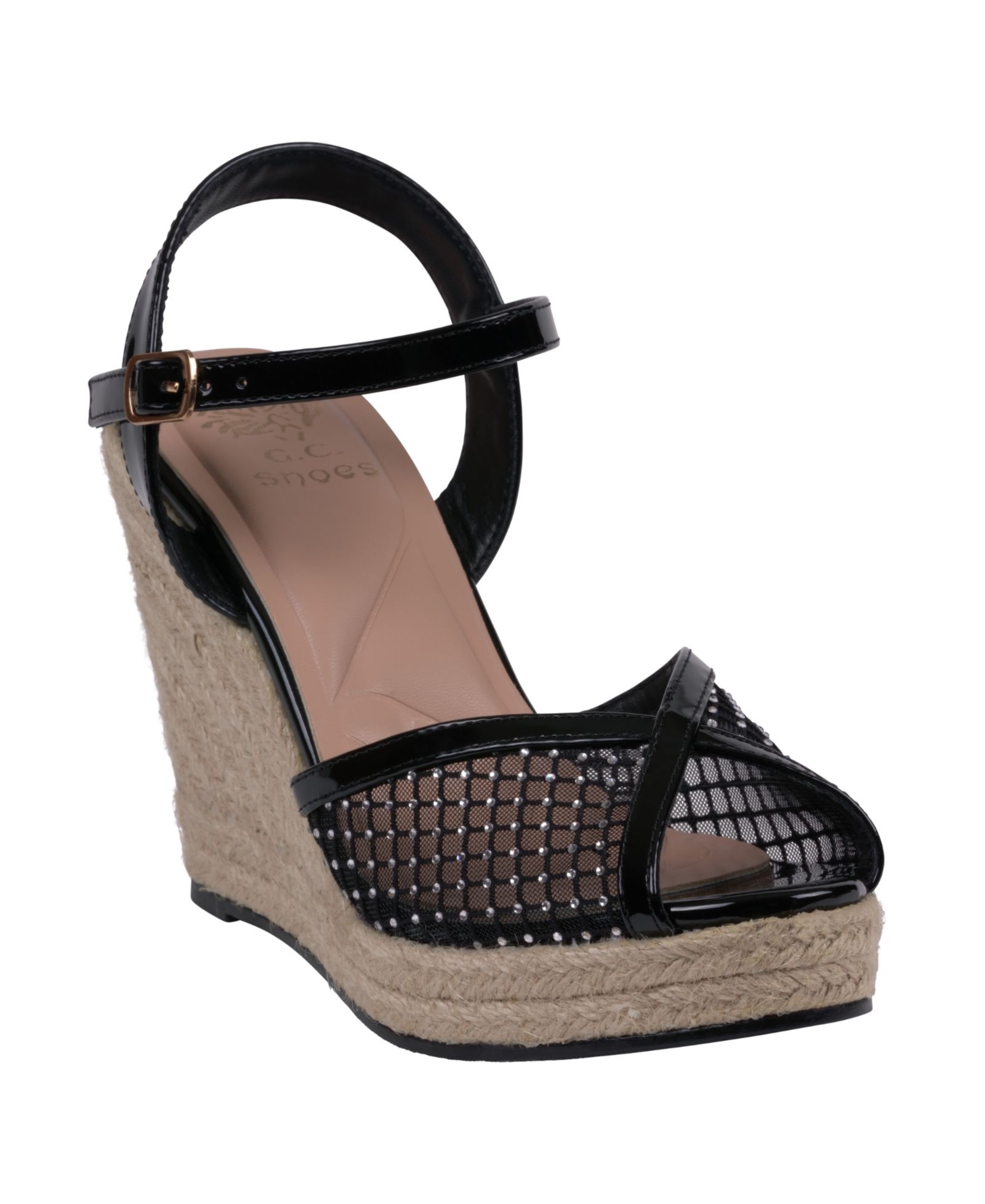 GC Shoes Women's Mila Embellished Espadrille Wedge Sandals