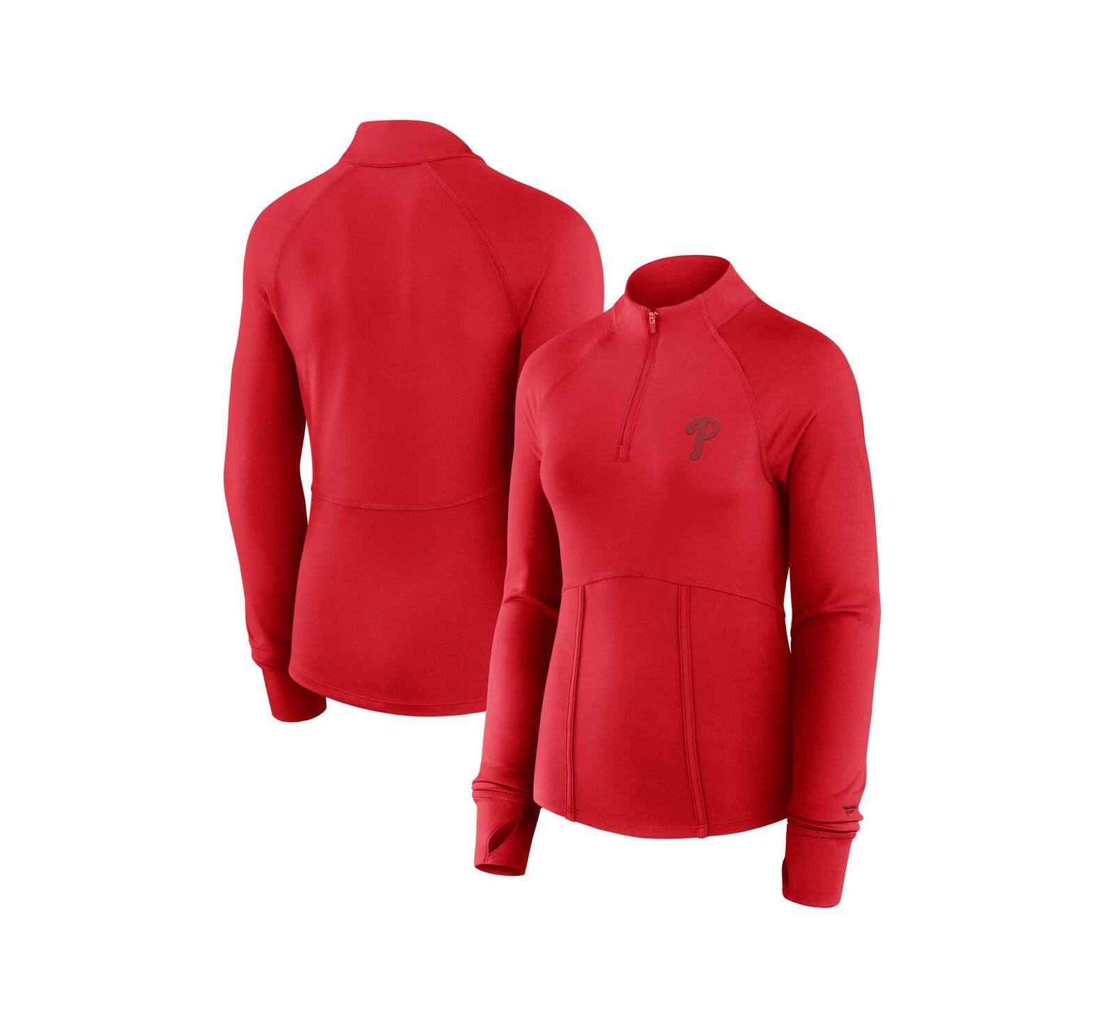 Fanatics Women's Red Philadelphia Phillies Elements Raglan Tri-Blend Quarter-Zip Top