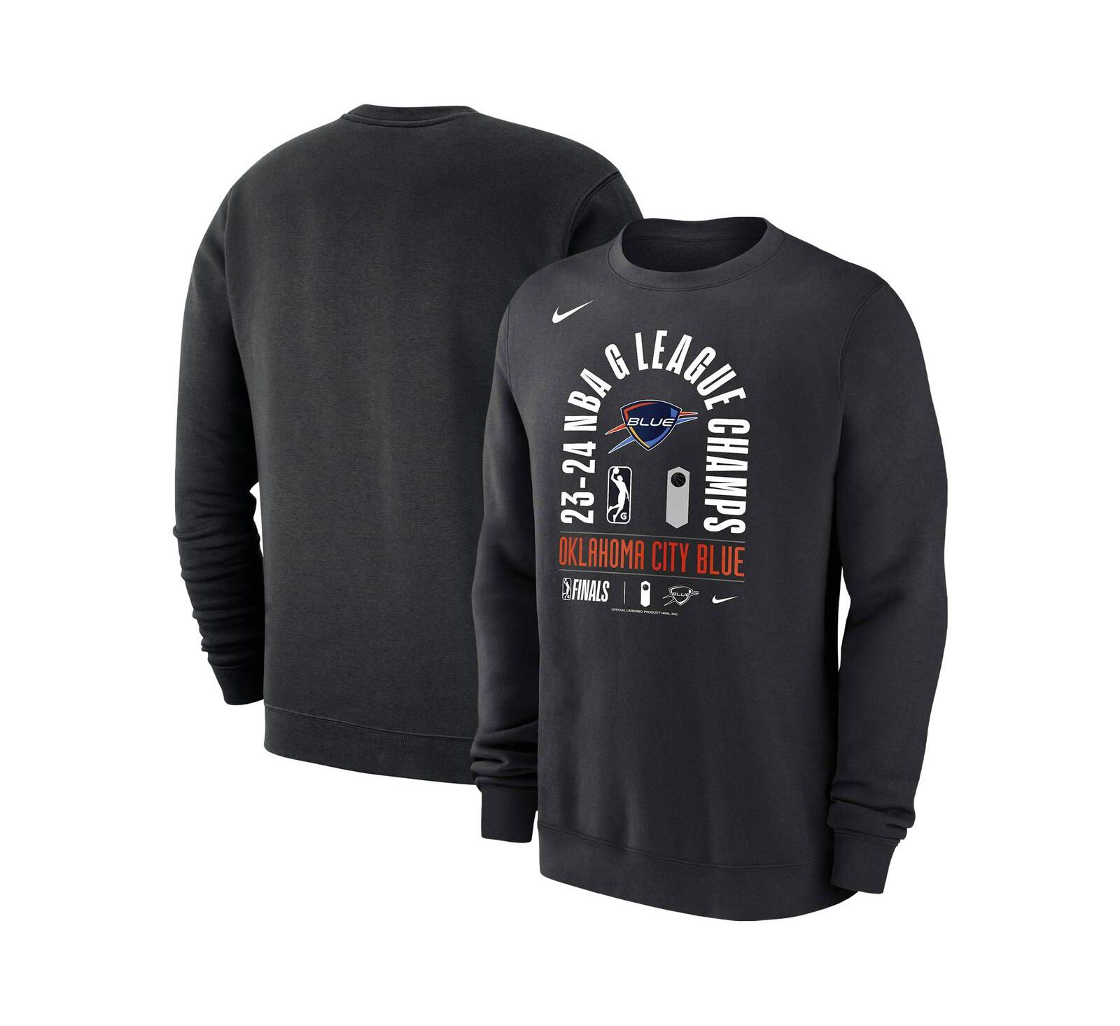 Мужской свитшот Nike Black Oklahoma City Blue 2024 NBA G-League Champions Fleece Crewneck Pullover
