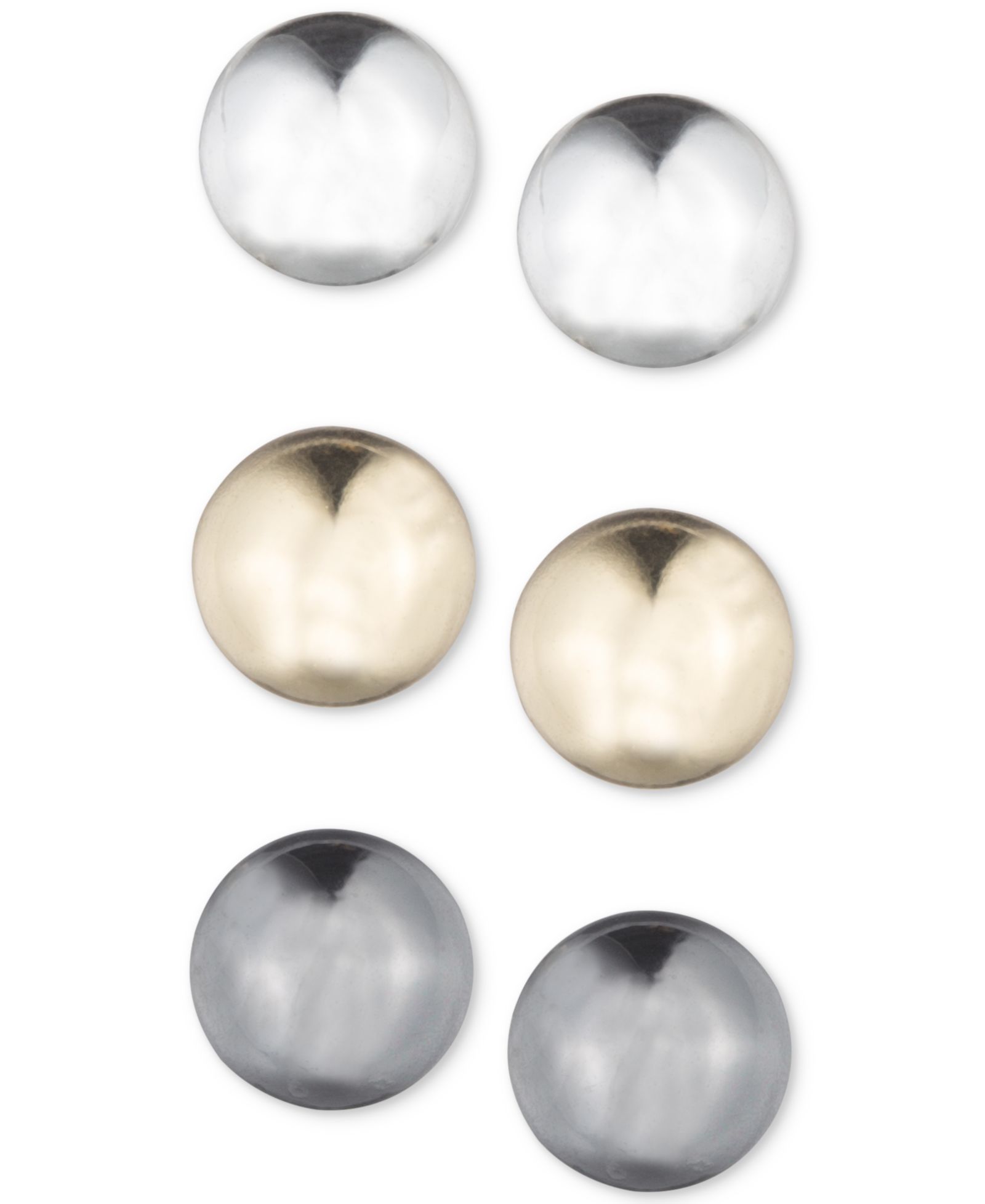 Nine West 3-Pc. Tri-Tone Stud Earrings Set