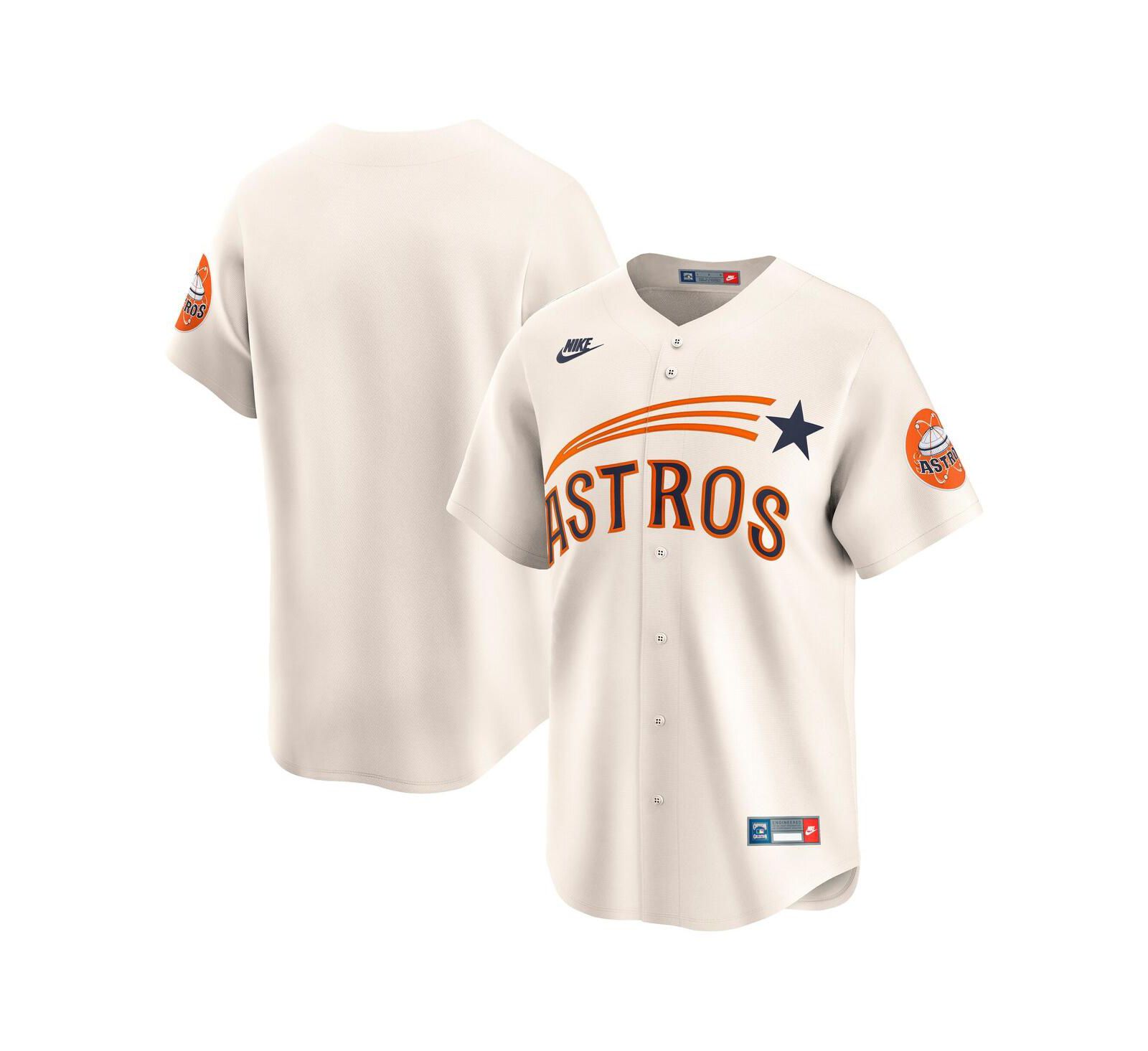 Nike Мужское лимитированное джерси Nike Houston Astros Throwback Cooperstown Collection Cream