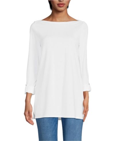 Lands' End Women's Supima Cotton Adjustable 3/4 Sleeve Boatneck Tunic