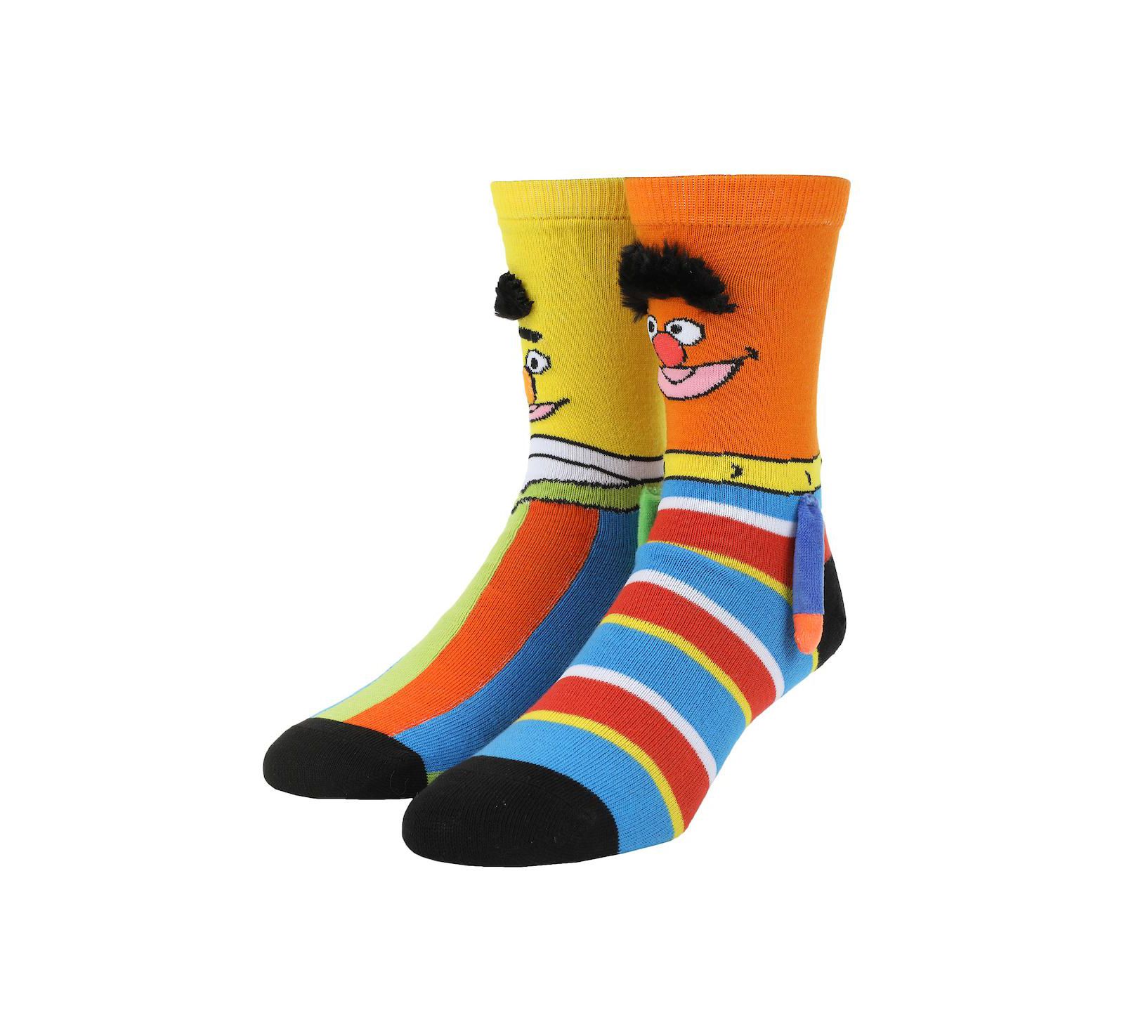 Sesame Street Women's Bert and Ernie Casual Crew Socks With 3D Arms and Magnetic Hands